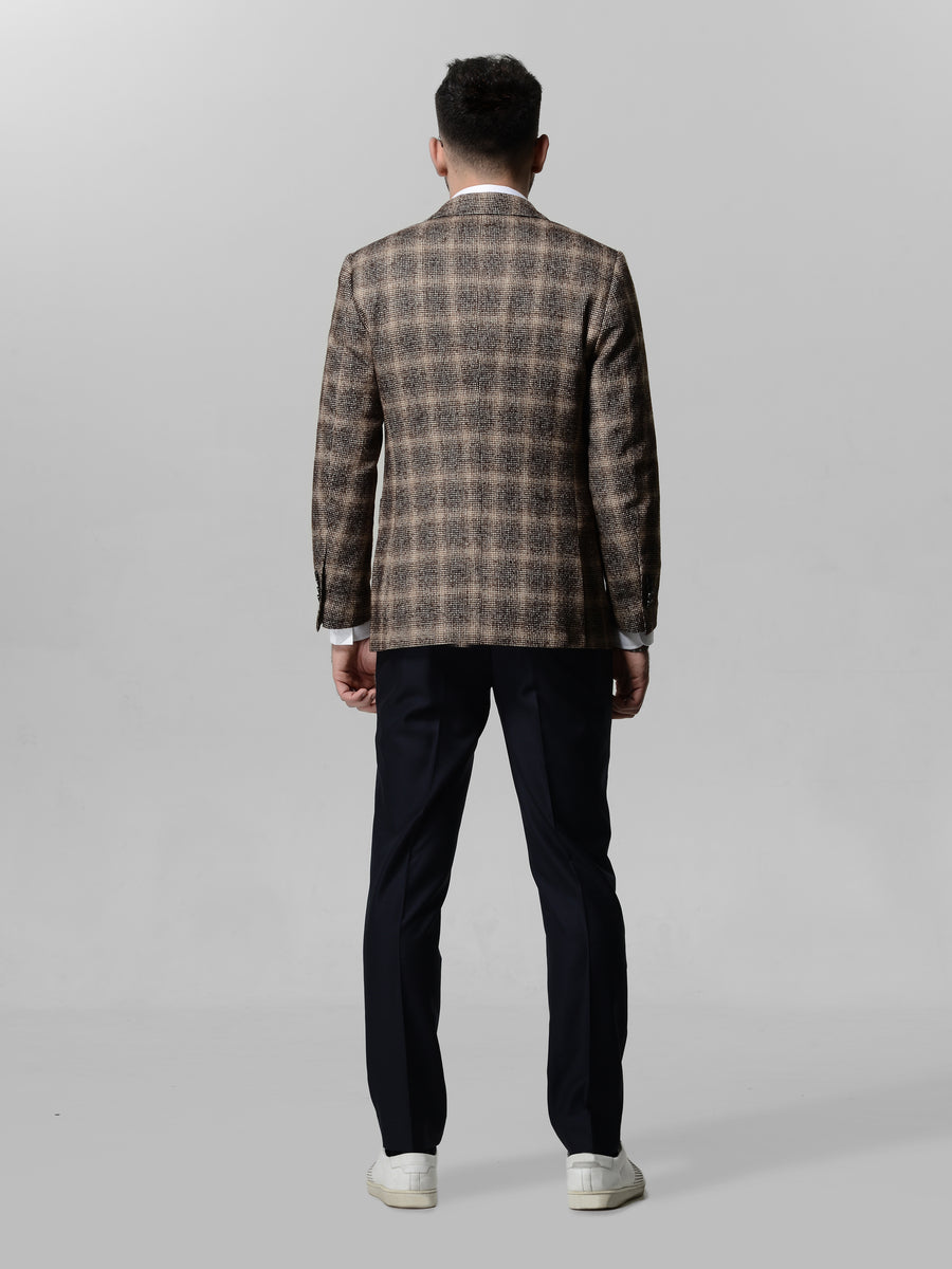 Houndstooth Dark Brown Sport Jacket by Japanese Wool Nylon Fabric