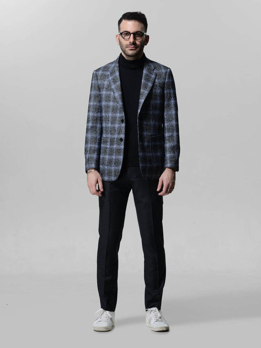 Houndstooth Navy Sport Jacket by Japanese Wool Nylon Fabric